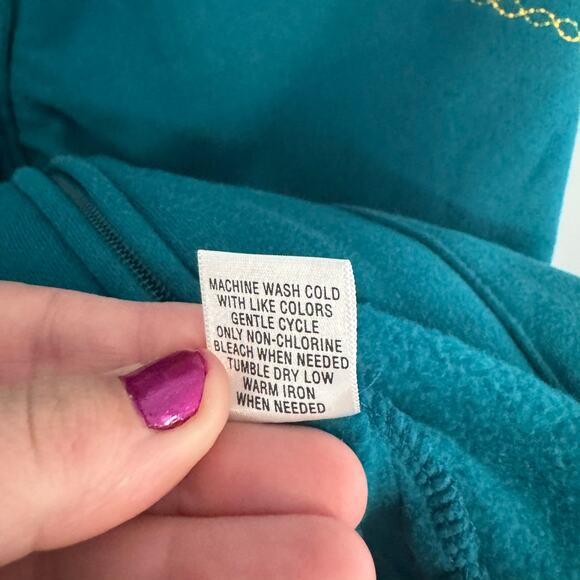 Breckenridge Teal Sunflower Full Zip Sweatshirt / Jacket Size Large w/ Pockets - Picture 7 of 8